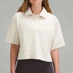 Lululemon Heavyweight Cotton Short-Sleeve Polo Shirt Color Bone Size 8